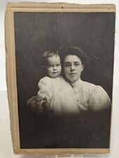 Antique Victorian SMILING BABY GIRL & MOTHER Photo Cabinet Card picture