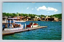 Boothbay Harbor ME-Maine, Harbor Scene From Footbridge Souvenir Vintage Postcard picture