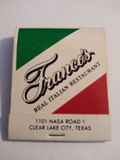 Vintage Matches From Franco's Real Italian Restaurant Clear Lake City Texas picture