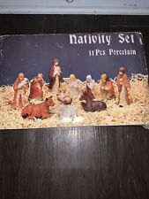 Vintage Nativity Set - 10 Piece Porcelain Nativity Scene Figurines In Box picture
