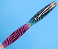 Slimline Ballpoint Pen in 3D Printed Waves in Tri-Color Rose Red/Sky Blue/Green picture