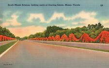 Postcard FL Miami South Miami Avenue to Deering Estate Linen Vintage PC J1050 picture