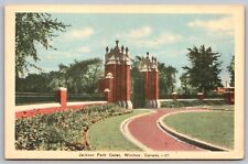 Windsor Canada Jackson Park Gates Historic Landmark Streetview WB Postcard picture