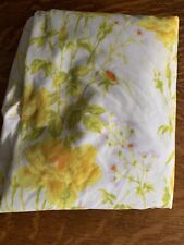 Vintage Martex Full Size Fitted Sheet Yellow Roses Milfoil Floral 70s picture