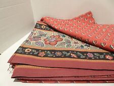 Vintage Martex Avignon Percale Twin Flat Sheet Red Floral Black Made in USA picture