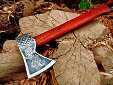Custom Handmade High Carbon Steel Laser Etched Blade Hatchet Viking Axe picture