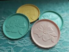 Vintage Retro Pastel Plastic Hibiscus Melmac Melamine Coasters Lot 4 Melmac picture