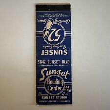 Vintage 1940s Sunset Bowling Center Warner Brothers Hollywood Matchbook Cover picture