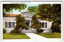 PUBLIC LIBRARY NAUGATUCK CONNECTICUT POSTED 1924 WHITE BORDER POSTCARD picture