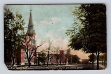 Sidney OH-Ohio, Main St. Presbyterian & Baptist Churches, Vintage c1909 Postcard picture