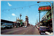Tijuana BC Mexico Postcard Street Scene of Heroes of Chapultepec Ave c1950's picture