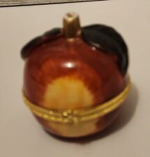 Vintage Ceramic/Porcelain Apple Trinket Box Gold Trim picture
