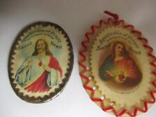 Lot of 2 Apostles of Prayer Sacred Heart of Jesus 1931 & 1936 Paper Medallion picture