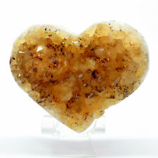 86mm Citrine Geode Heart Natural Druzy Crystal Sparkling Mineral Gemstone Brazil picture