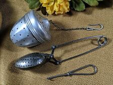 Vintage Old Kitchen Gadgets Lot Tea or Spice Steeper Latch Hook Teabag Squeezer picture