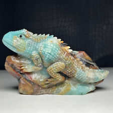 422g Natural Crystal Mineral Specimen. Amazon Stone. Hand-carved Crocodile.SR picture