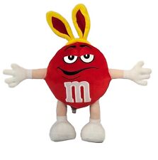 M&M Red Easter Bunny 12” Stuffed Plush 2004 Yellow Ears Posable Galerie Mars picture
