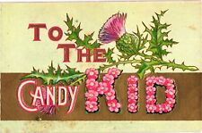 Embossed Pink Flowers TO THE CANDY KID Embossed Postcard picture