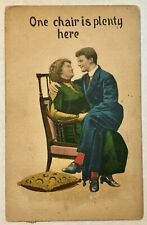 One Chair Is Plenty Here. 1915 Vintage Love And Romance Postcard. ￼ picture