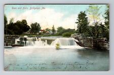 Bridgeton ME-Maine, Dam and Falls, Antique c1906 Vintage Souvenir Postcard picture