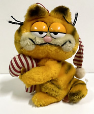 Vintage GARFIELD The Cat Holding Candy Cane Striped Hat Plush 7 1/2