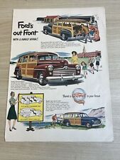 1947 Ford Woody Vintage Print Ad Life Magazine Ford's Out Front Family Affair picture