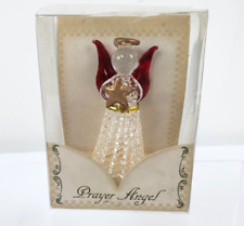 Clear Spun Glass Prayer Angel 3 inch Figurine New Red angel wings picture