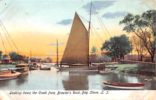 c.1905 Looking down Creek from Brewster's Dock Bay Shore LI NY post card picture