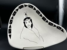 Vtg Native American Woman Art Ute Mountain Pottery Ceramic Bowl Artist Signed CO picture
