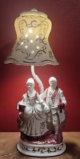 Vitage French Style Couple Figurine Red White Porcelain Table Lamp New In a Box  picture