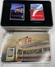 ZIPPO 1997 CAMBRIDGE DINER SET OF 2 LIGHTER SEALED IN BOX 135F picture