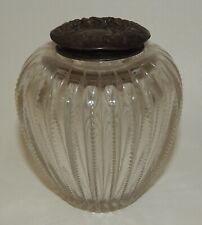 Antique Repousse Sterling Silver Lidded Cut Crystal Vanity Powder Cream Jar picture