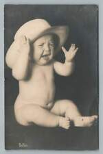 Crying Baby in Oversized Hat RPPC-Sized Photo Moore Grease Advertising 1910s picture