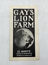 Vintage El Monte California Gay's Lion Farm Brochure El Monte Near Los Angeles picture