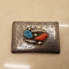 Amazing Navajo Sterling Belt Buckle Richard Henry Yazzie Signed RHY Turquoise picture