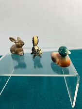 VTG Lot of 3 Miniature Figurines A Duck, Skunk,& Bunny In Porcelain & 1 Plastic  picture