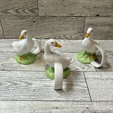 Bone China Duck Napkin Rings 2.75x2.25” Vintage (Set Of 3) picture