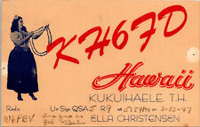 1947 Kukuihaele Hawaii KH67D Vtg Ham Radio Amateur QSL Card Postcard WWII Era picture