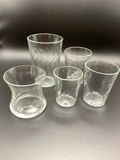 Antique clear glass 5 shot glasses lot swirl and corset shape thin fine glass  picture