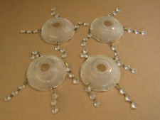 lot 4 vintage Crystal Glass Bobeches Lamp Chandelier with hanging strands picture