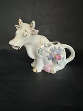 SITTING COW CREAMER KARLA WARE POTTERY USA  GOLD HAND PAINTED ADORABLE picture
