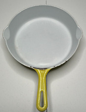 Antique Griswold No.7  701 B Yellow Enamel Skillet SITS FLAT picture