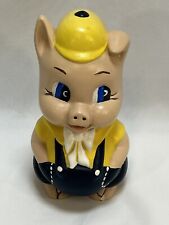Vintage Mini Porky Pig Piggy Bank Ceramic Hand Painted picture