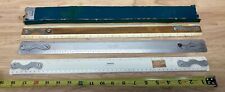 Lot Of 3 Vintage Drafting Scales Vemco Bruning Keuffel Esser 18” Aluminum Box picture