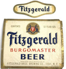 Vintage Fitzgerald Burgomaster Beer Bottle Label Troy New York With Neck and picture
