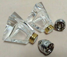 Crystal Salt And Pepper Shakers - Pyramid Triangle Shape - Metal Tops - S & P picture