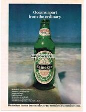 1974 Heineken Beer Ocean Waves Breaking Around Bottle VINTAGE Print Ad picture