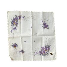 Vintage Cotton Handkerchief Hankie White With Floral Flower picture