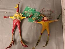 2 Patience Brewster Krinkles Christmas Ornament Star Man & Woman- Leg Fractures picture