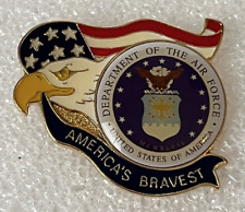 U.S. Department Of The Air Force America's Bravest Eagle Flag Lapel Hat Pin picture